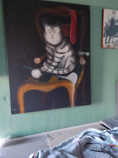 Gato Óleo Lienzo Animales