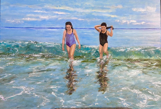 Saliendo del agua Oil Canvas Marine Painting