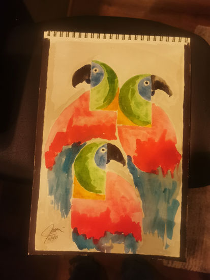 Guacamayas chapinas Watercolour Paper Animals