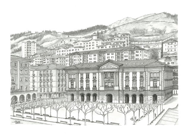 Eibar, Plaza Unzaga.jpg Técnica Mixta