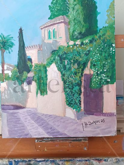 Plaza de Navot (carmen de Media Luna) Granada Oil Canvas Landscaping