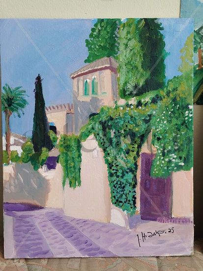 Plaza de Navot (Carmen de Media Luna) Granada Oil Canvas Landscaping