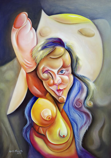 Chica brazo levantado Óleo Lienzo Figura