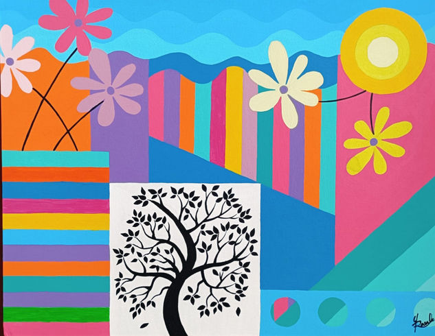 En el jardín Acrylic Others Floral Painting