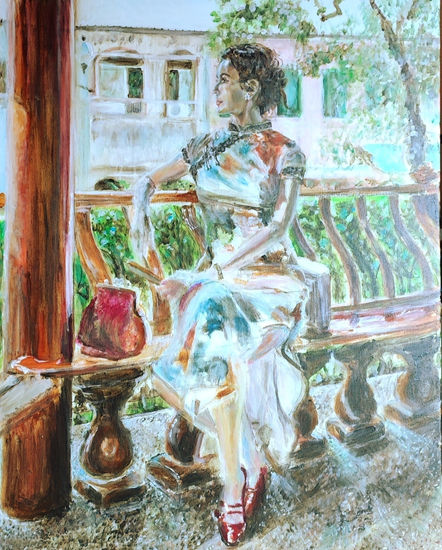 "La Dama De Taipei "(en proceso) Acrílico Lienzo Retrato