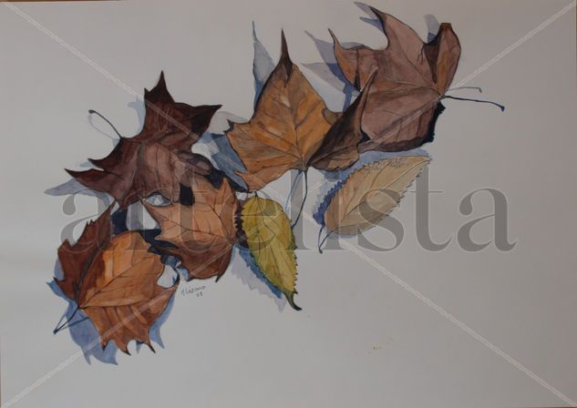 Hojas secas Acuarela Papel Floral