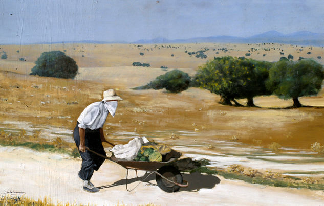 "El tio Jacinto" Oil Panel Landscaping