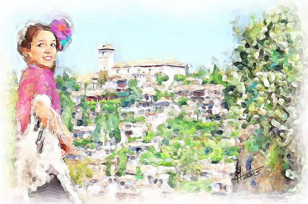 Mirador de San Nicolas, Granada Acrylic Paper Landscaping