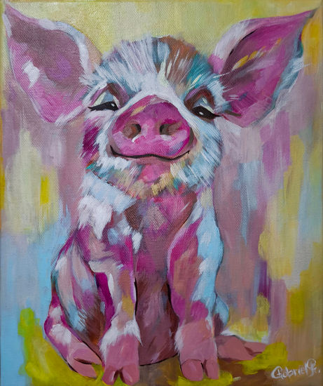 Lechón Acrílico Lienzo Animales