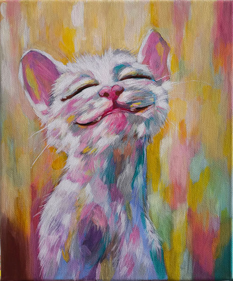 Gato feliz Acrílico Lienzo Animales