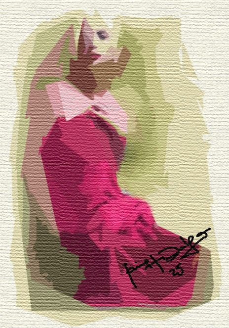 Mujer de rojo cubista