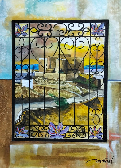 PASADO Y PRESENTE Acuarela Papel Paisaje