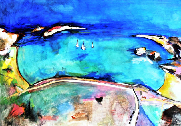 Menorca a l'espera. Mixed media Textile Landscaping