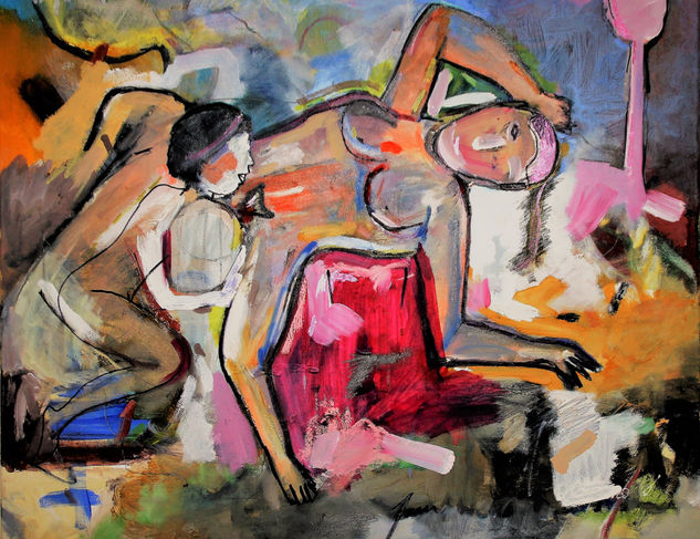 Erotismo perverso. Media Mixta Lienzo Desnudos