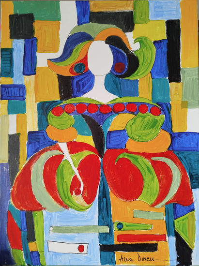 Menina con collar de rubíes Acrylic Canvas Figure Painting