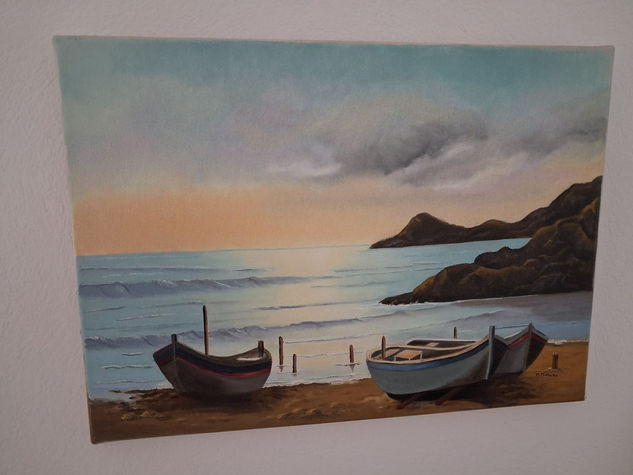 Rocas en su mar Óleo Tabla Paisaje