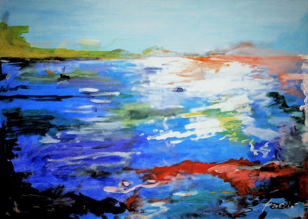 La mar de Menorca. Mixed media Textile Landscaping