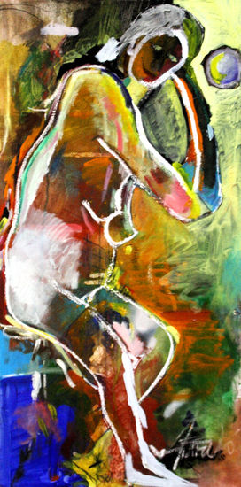 La dama pensativa. Oil Canvas Figure Painting