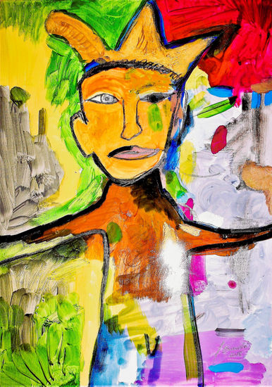 El rey Salomón. Mixed media Canvas Figure Painting