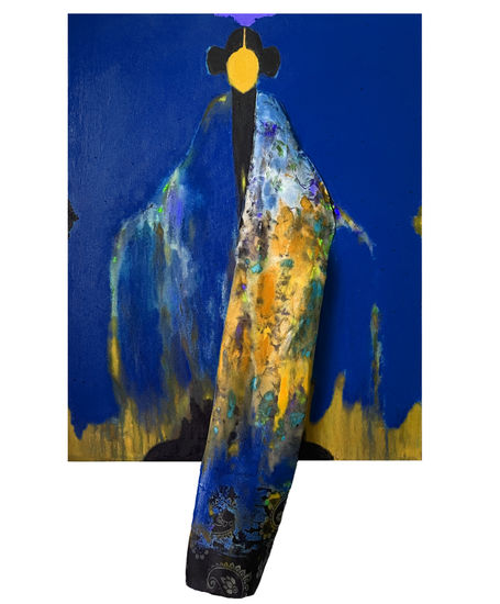 Post-Alienation in Blue Media Mixta Lienzo Figura