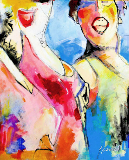 Las mujeres hablando. Mixed media Canvas Others