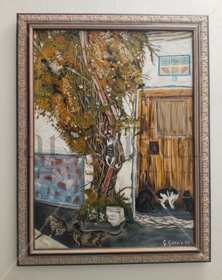 Alpujarra I (la puerta de los gatos) Óleo Lienzo Animales