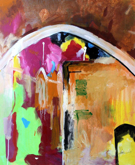 Ventana al paisaje misterioso. Media Mixta Lienzo Paisaje