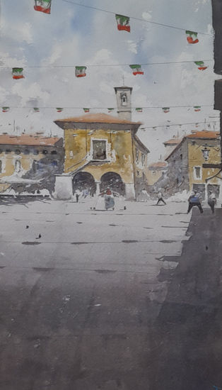 Banderas de fiesta Acuarela Papel Paisaje