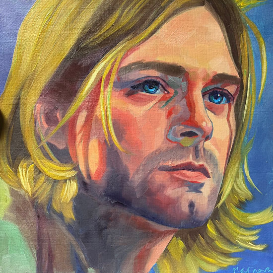 Kurt Cobain Oil Paper Portrait