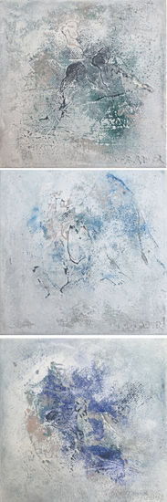 White little stories - triptych Pequeñas historias blancas - tríptico Acrylic Canvas Marine Painting