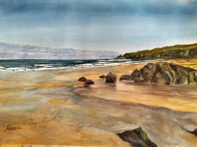 Playa tranquila Watercolour Paper Marine Painting