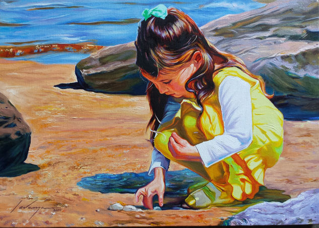 Recojiendo rocas Óleo Lienzo Figura