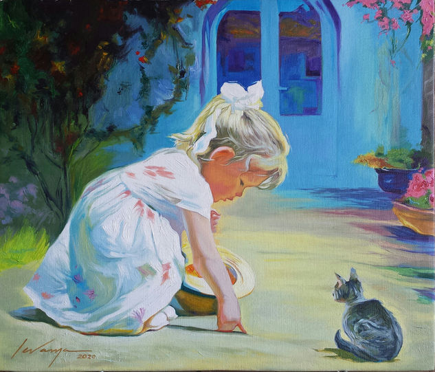 Una historia felina Oil Canvas Animals