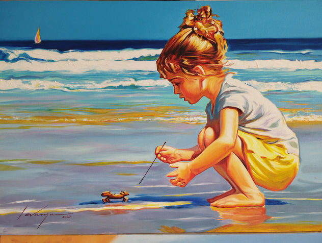 Niña con cangrejo