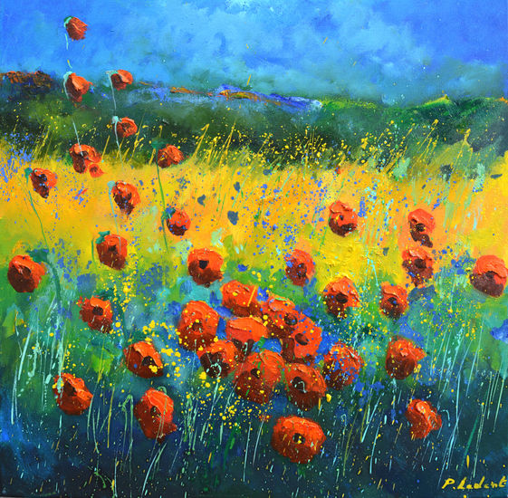 Red poppies Oil Canvas Landscaping