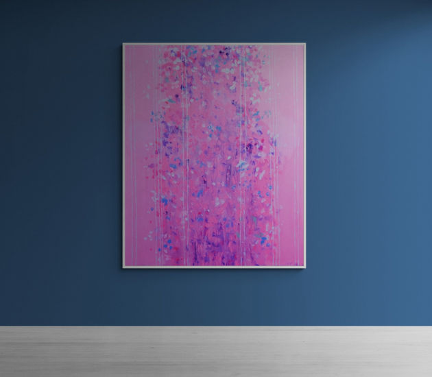 Pink Abstract Flowers Media Mixta Lienzo Floral