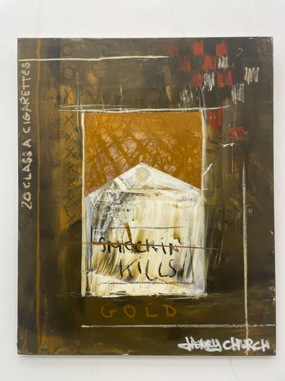 GOLD Mixed media Canvas Still Life Paintings