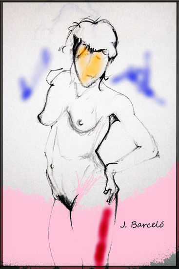 La mujer en rosa de fondo. 