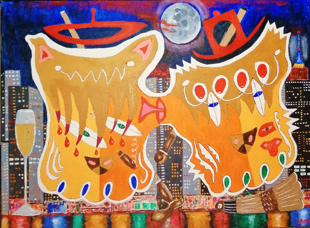 Dos gatos Acrylic Canvas Others