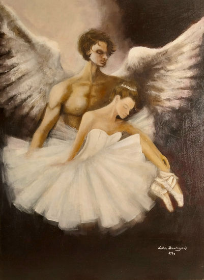 Ángel y Bailarina Oil Canvas Figure Painting