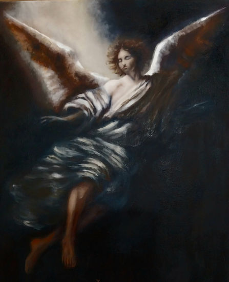 Ángel y luz Oil Canvas Figure Painting