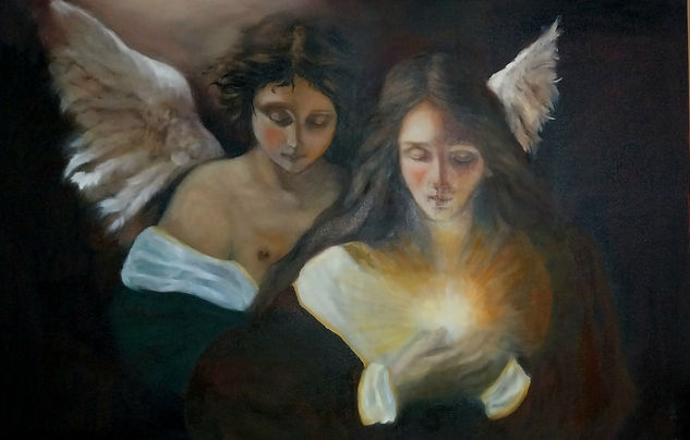 Ángel,mujer y Luz Óleo Lienzo Figura