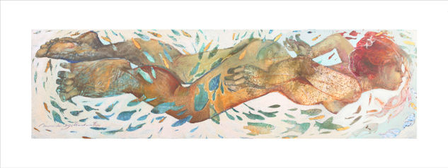 "El largo de la nadadora." Acrylic Canvas Figure Painting