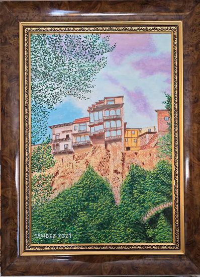 Casas  Colgadas. Cuenca. Óleo Lienzo Paisaje