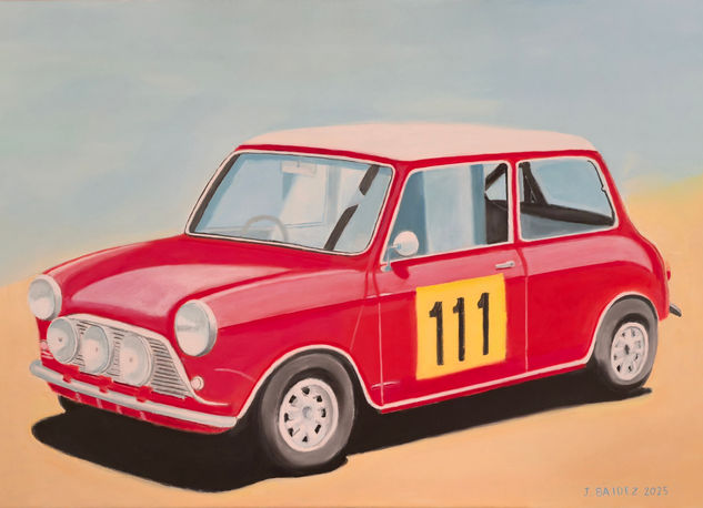 Mini Morris años 1960 Oil Canvas Figure Painting