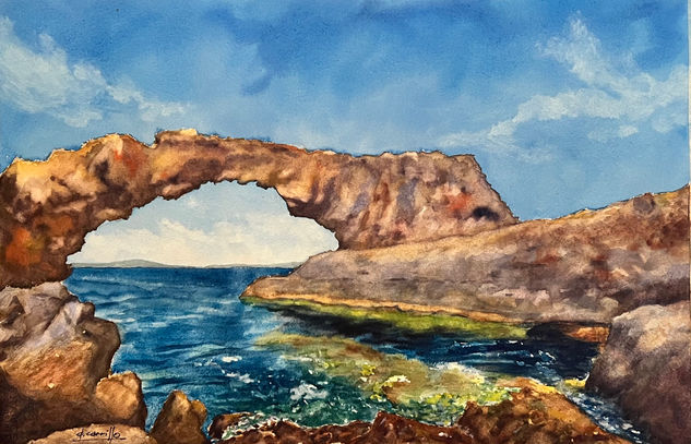 ARCO DEL CHARCO MANSO Watercolour Paper Marine Painting