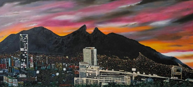 Mi Monterrey amado Media Mixta Lienzo Paisaje