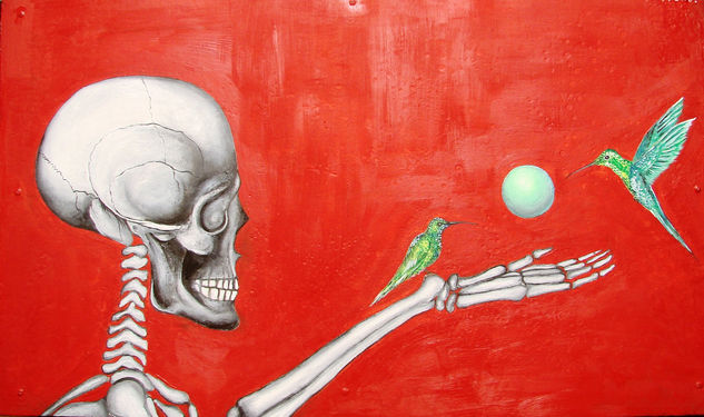 Calaverita Oil Panel Figure Painting
