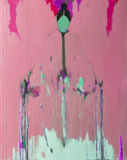 Abstracción rosa Oil Canvas Figure Painting