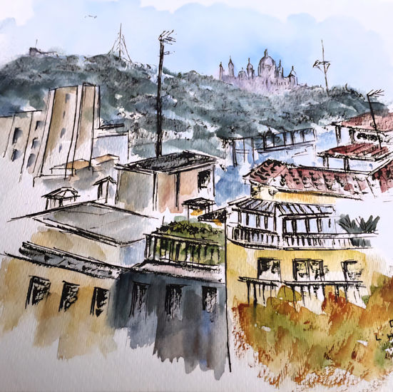 Terrats a Barcelona Acuarela Papel Otros